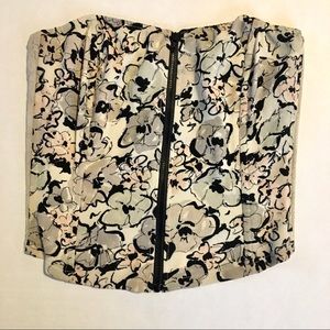 Floral Zip UP Bustier blush and black
